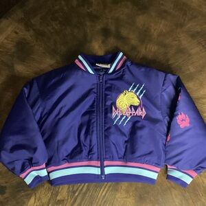 Def Leppard kids Navy Blue jacket with leopard design